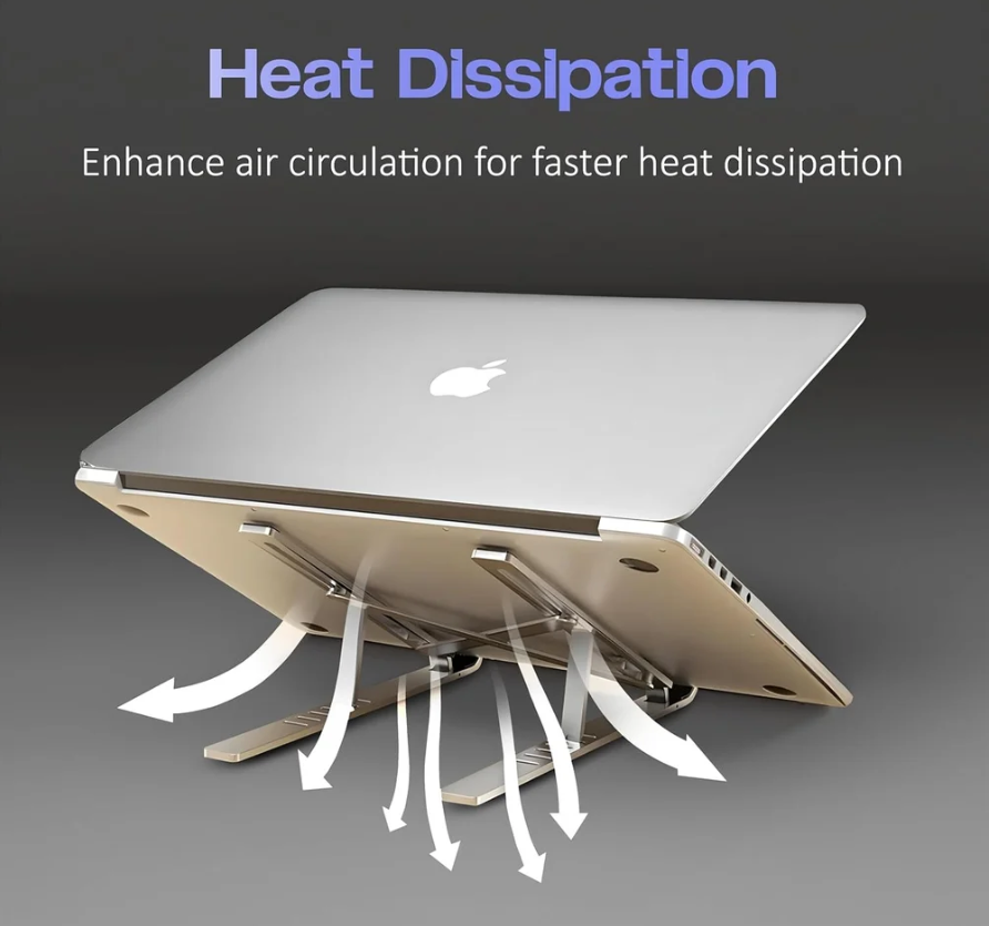 Adjustable Aluminum Laptop Stand – Foldable & Portable Ergonomic Laptop Riser