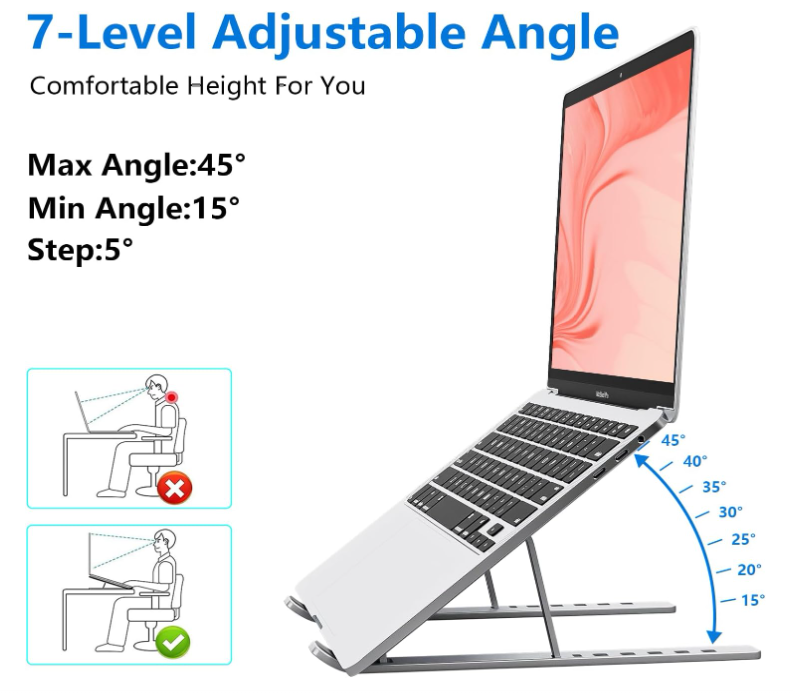 Adjustable Aluminum Laptop Stand – Foldable & Portable Ergonomic Laptop Riser